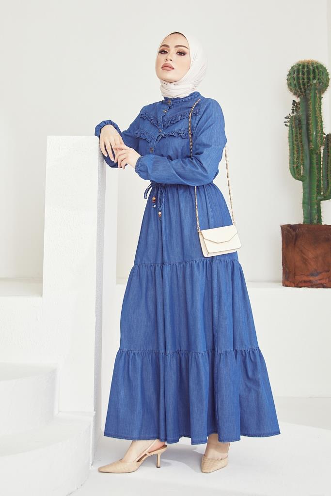 BNG Women Navy Blue Coat Hijab Dress - Clermont