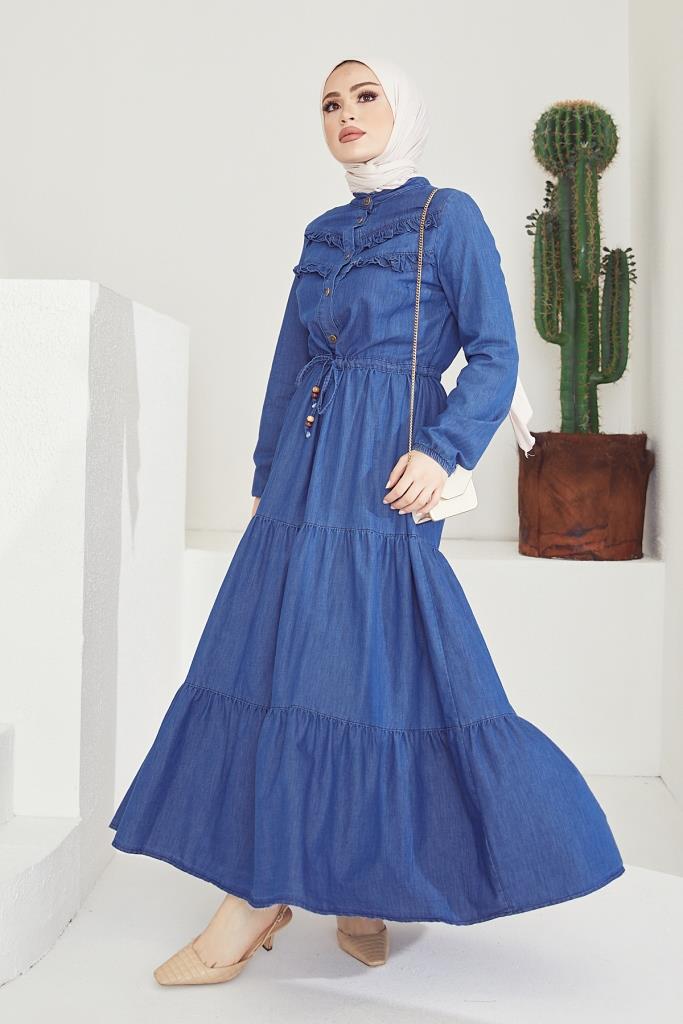 BNG Women Navy Blue Coat Hijab Dress - Clermont