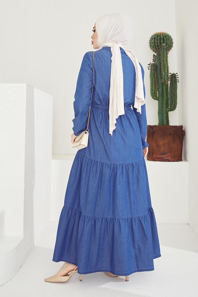 BNG Women Navy Blue Coat Hijab Dress - Clermont