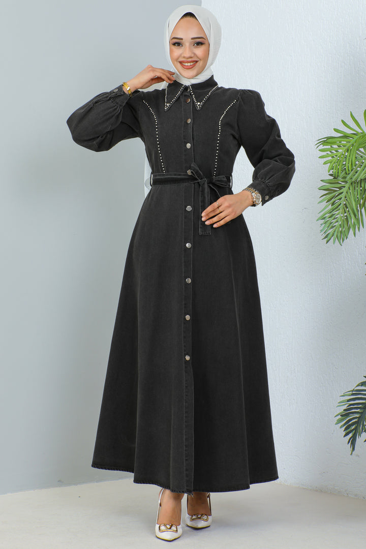 BNG Women Hijab Denim Dress Black - Clermont