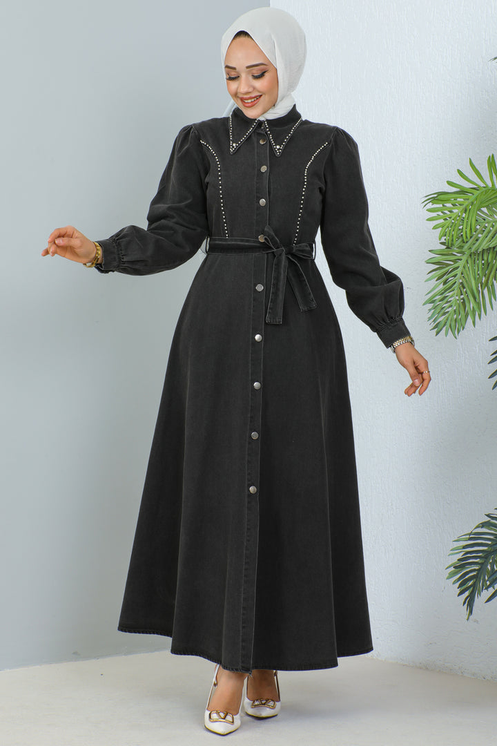 BNG Women Hijab Denim Dress Black - Clermont