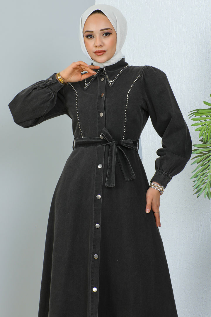 BNG Women Hijab Denim Dress Black - Clermont
