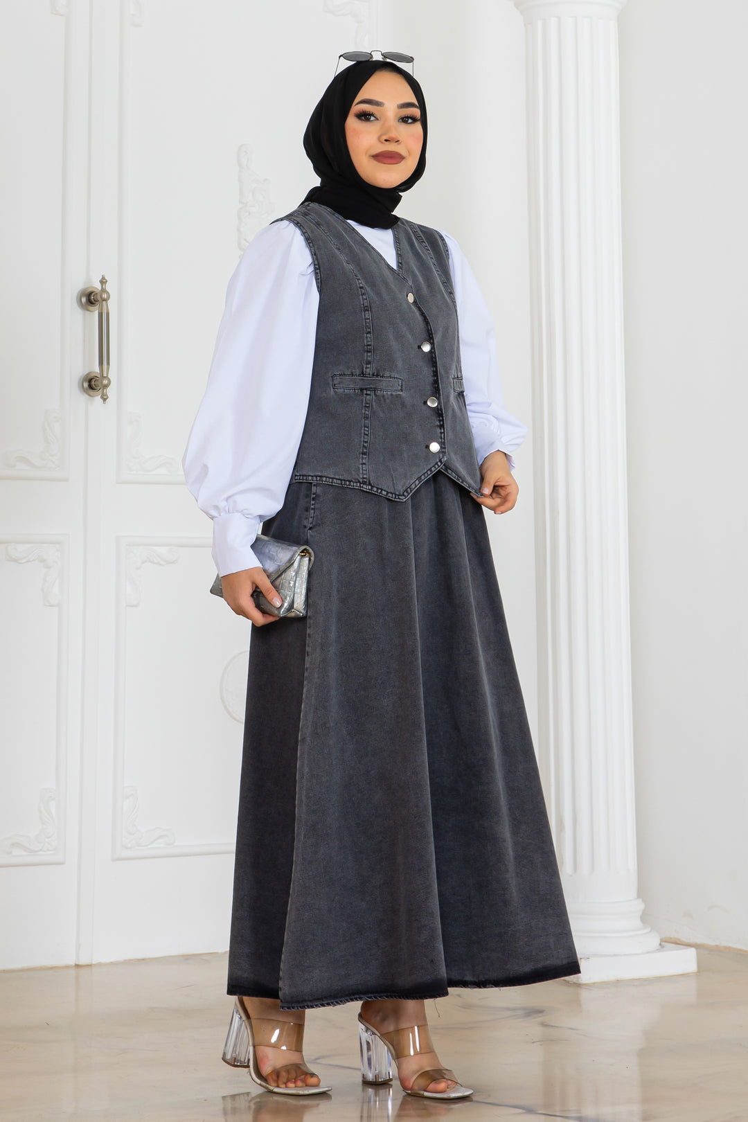 BNG Women Black Suit with Denim Vest and Skirt 2186 - Sunrise