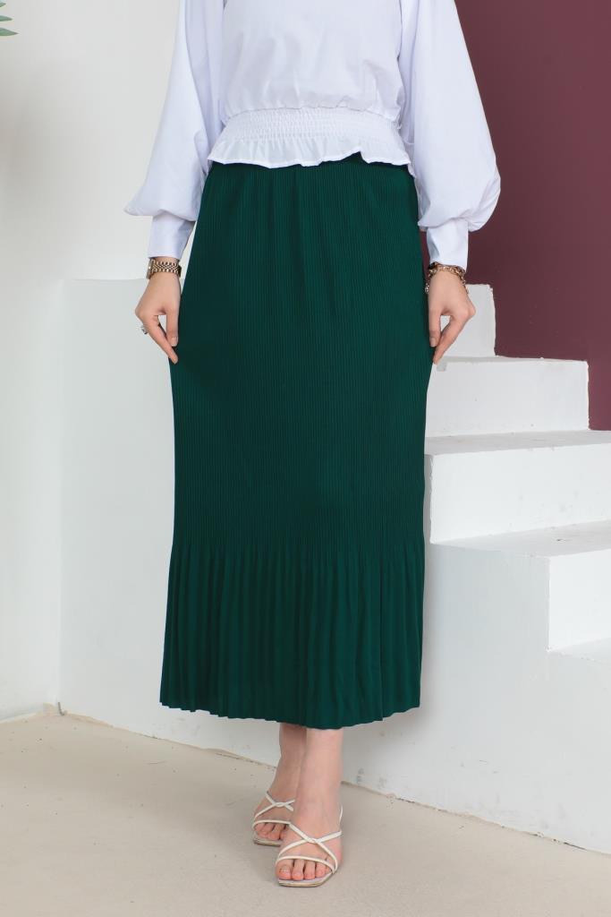 BNG Women - Pleated Hijab Skirt Emerald Green - Clermont