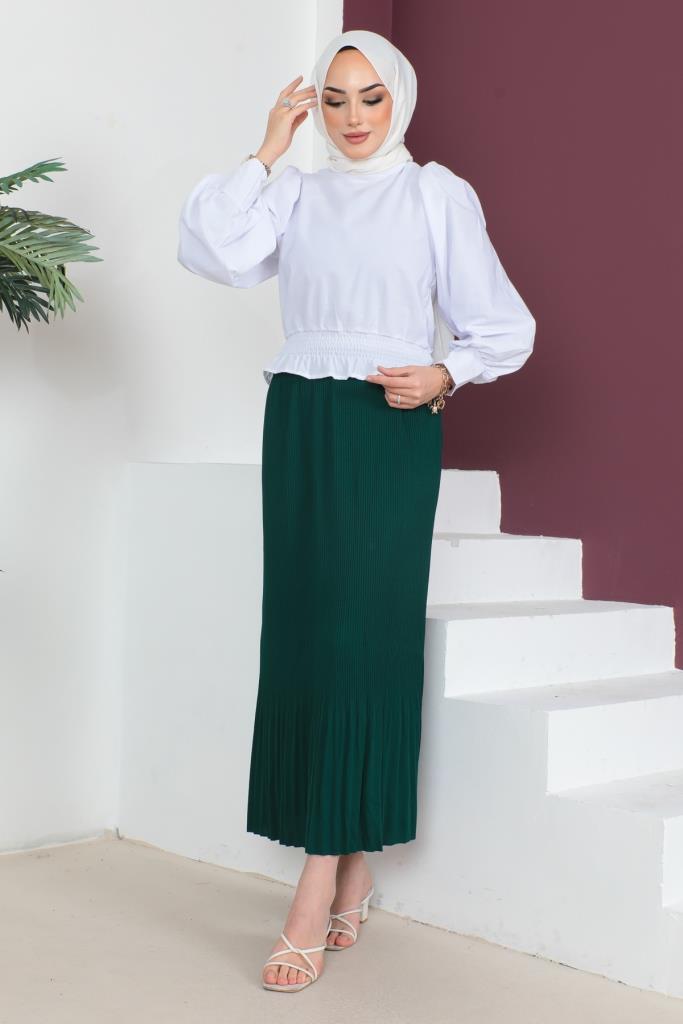 BNG Women - Pleated Hijab Skirt Emerald Green - Clermont