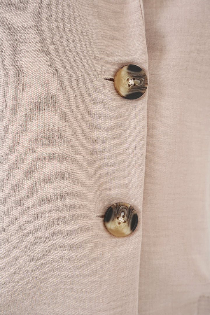 BGD Women Crop Linen Jacket - Beige - Nashville