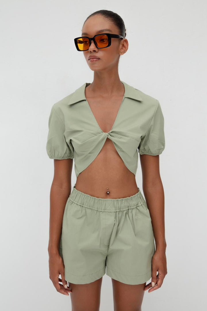 BSL Women 100% Cotton Twist Crop Blouse - Naucalpan de Juárez