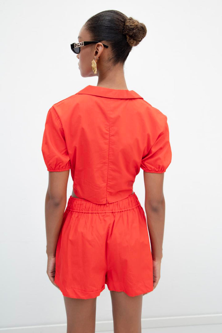 BSL Women 100% Cotton Twist Crop Blouse - Bedford