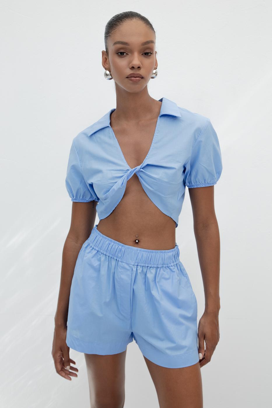 BSL Women 100% Cotton Twist Crop Blouse - Mörfelden-Walldorf