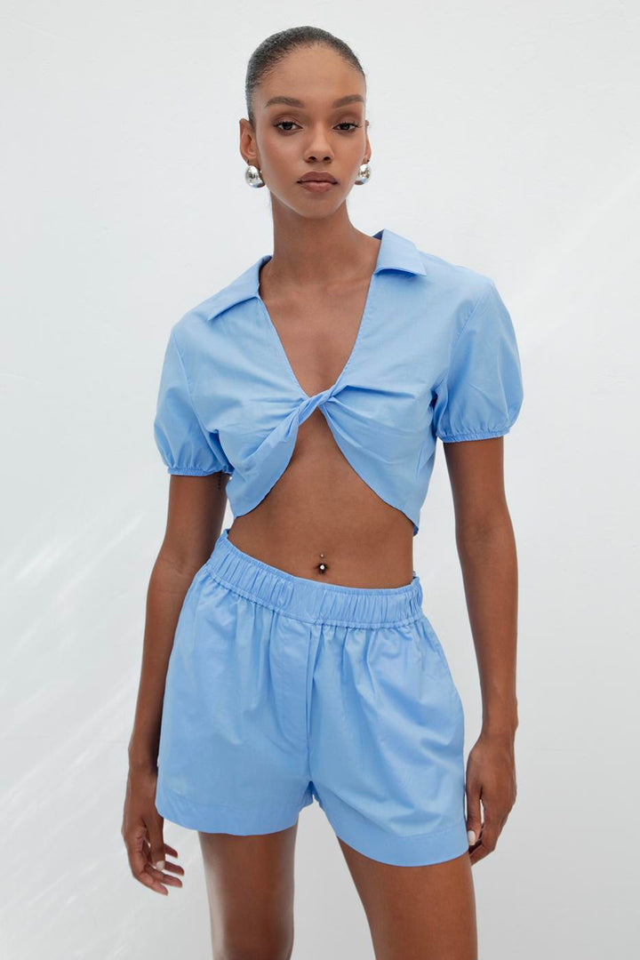 BSL Women 100% Cotton Twist Crop Blouse - Mörfelden-Walldorf