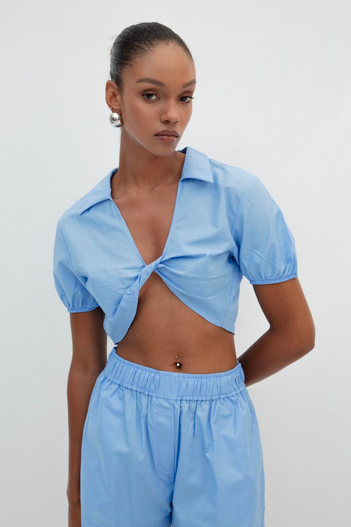 BSL Women 100% Cotton Twist Crop Blouse - Mörfelden-Walldorf