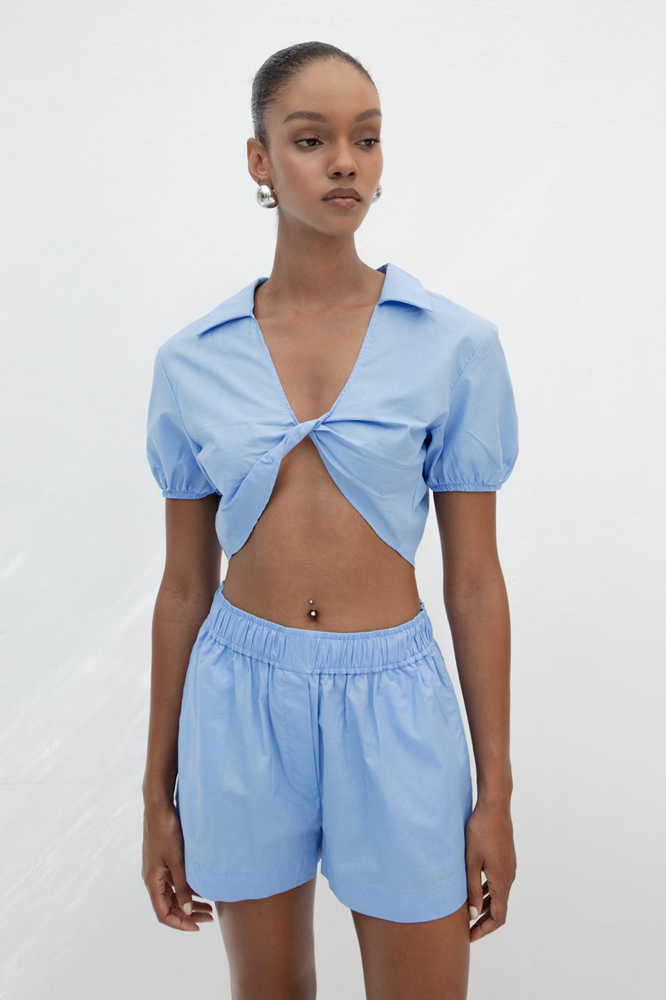 BSL Women 100% Cotton Twist Crop Blouse - Mörfelden-Walldorf