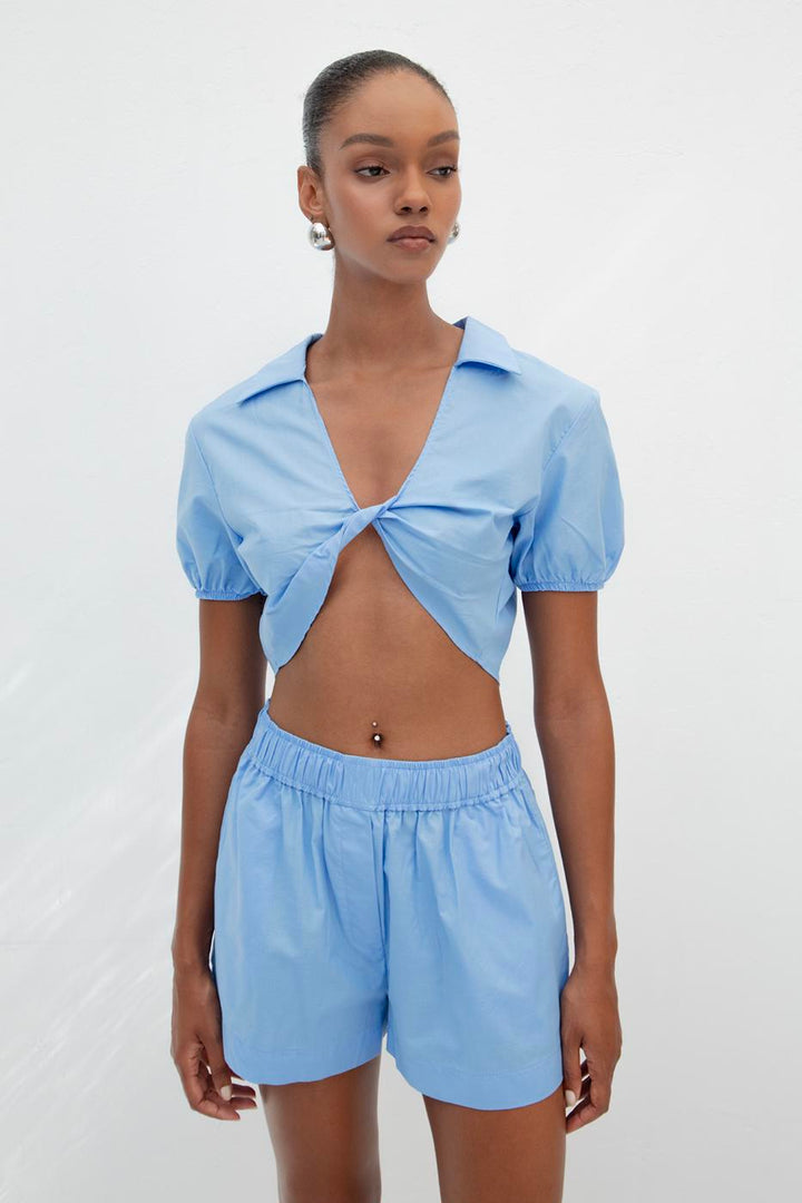 BSL Women 100% Cotton Twist Crop Blouse - Mörfelden-Walldorf