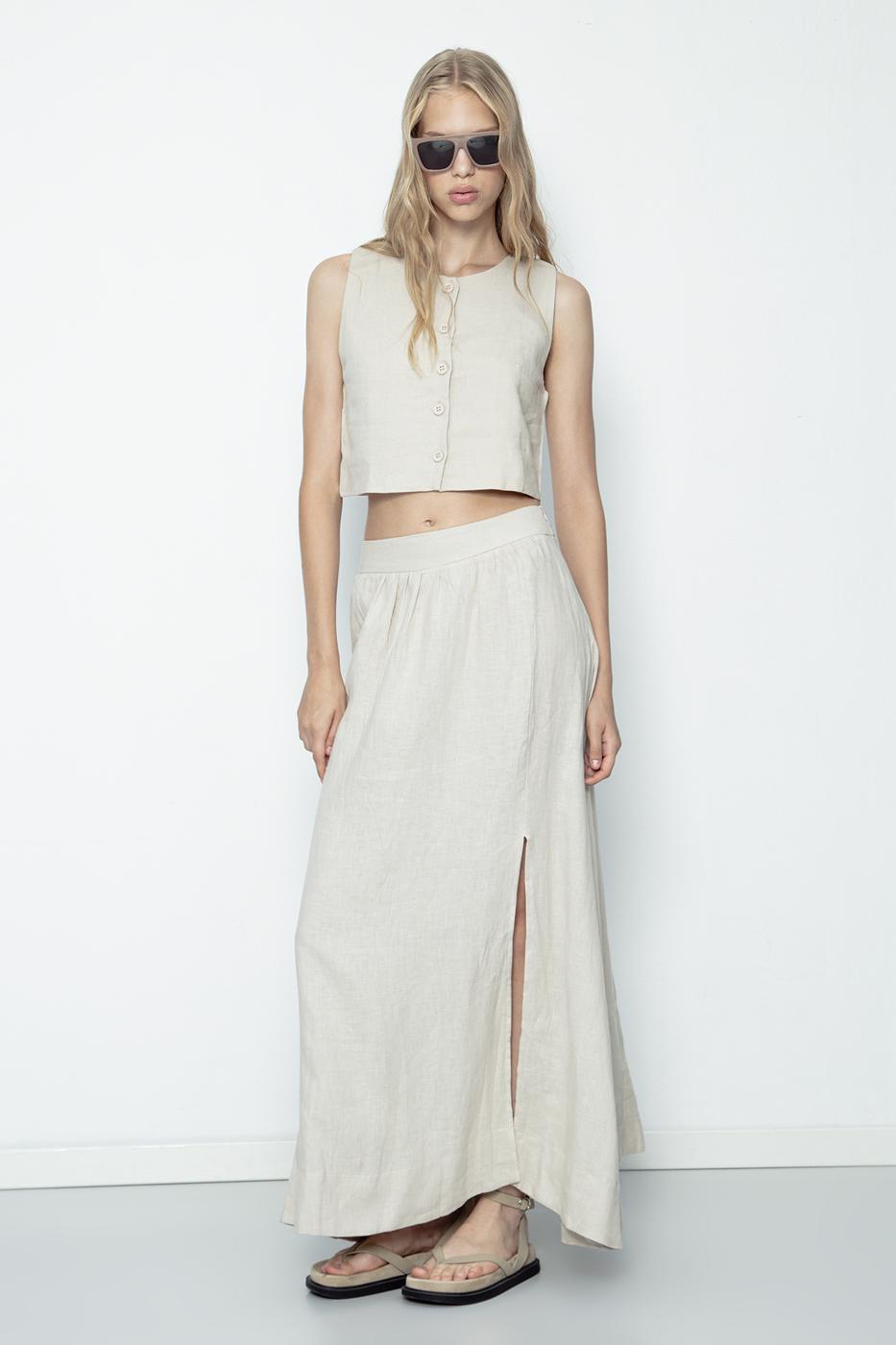 BSL Women 100% Linen Midi Skirt - Charleroi