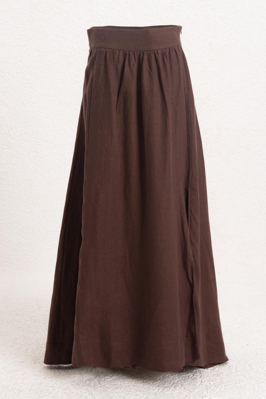 BSL Women 100% Linen Midi Skirt - Orem