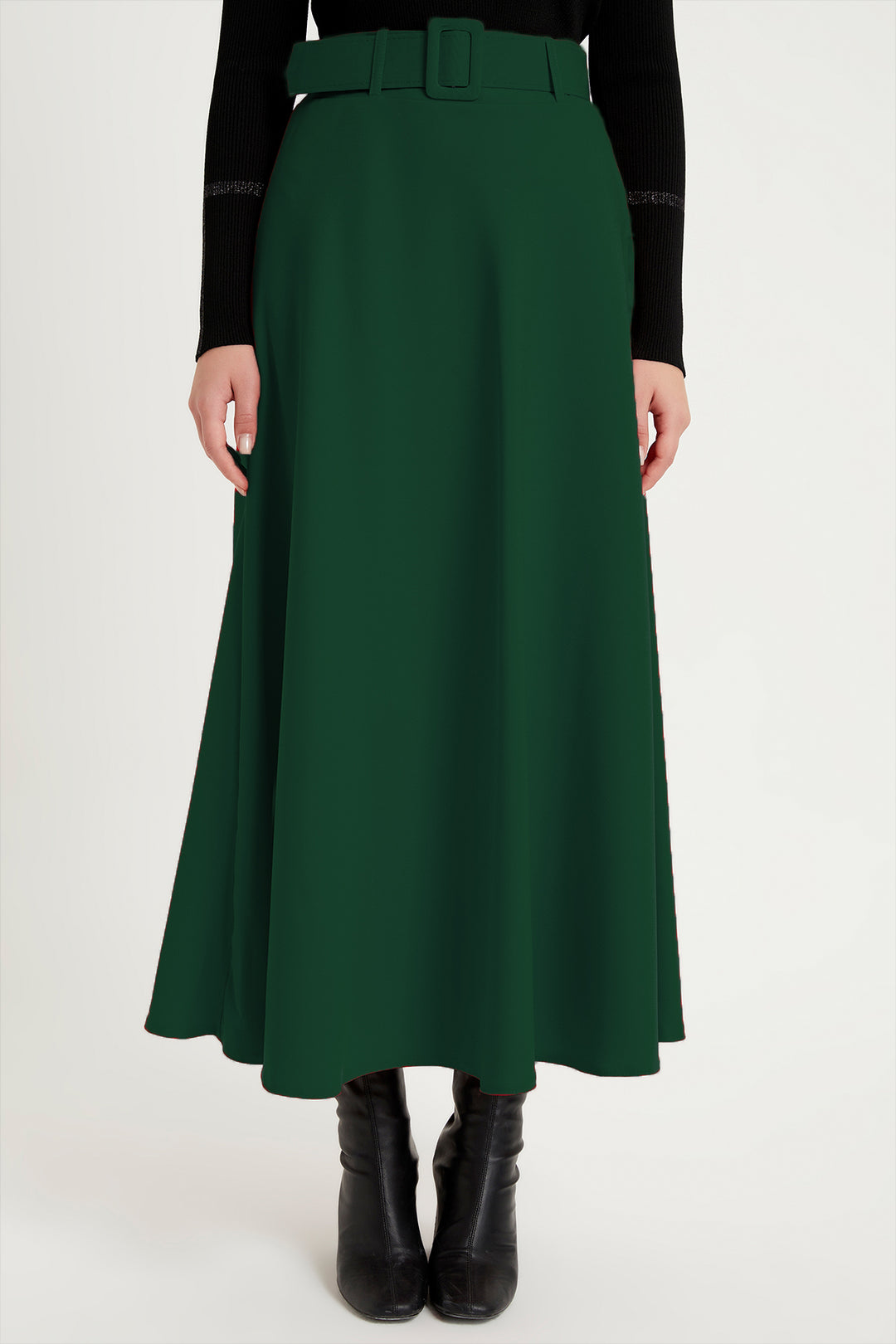 ZRF Women Belted Flared Skirt - Emerald - Wakefield