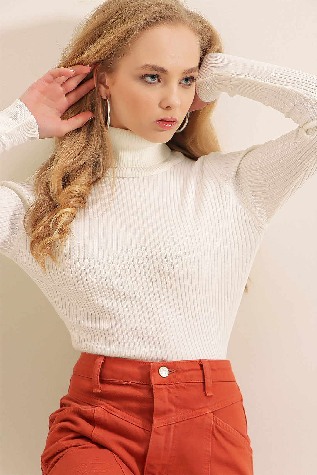 BGD Women Fisherman Collar Sweater - White - Avondale