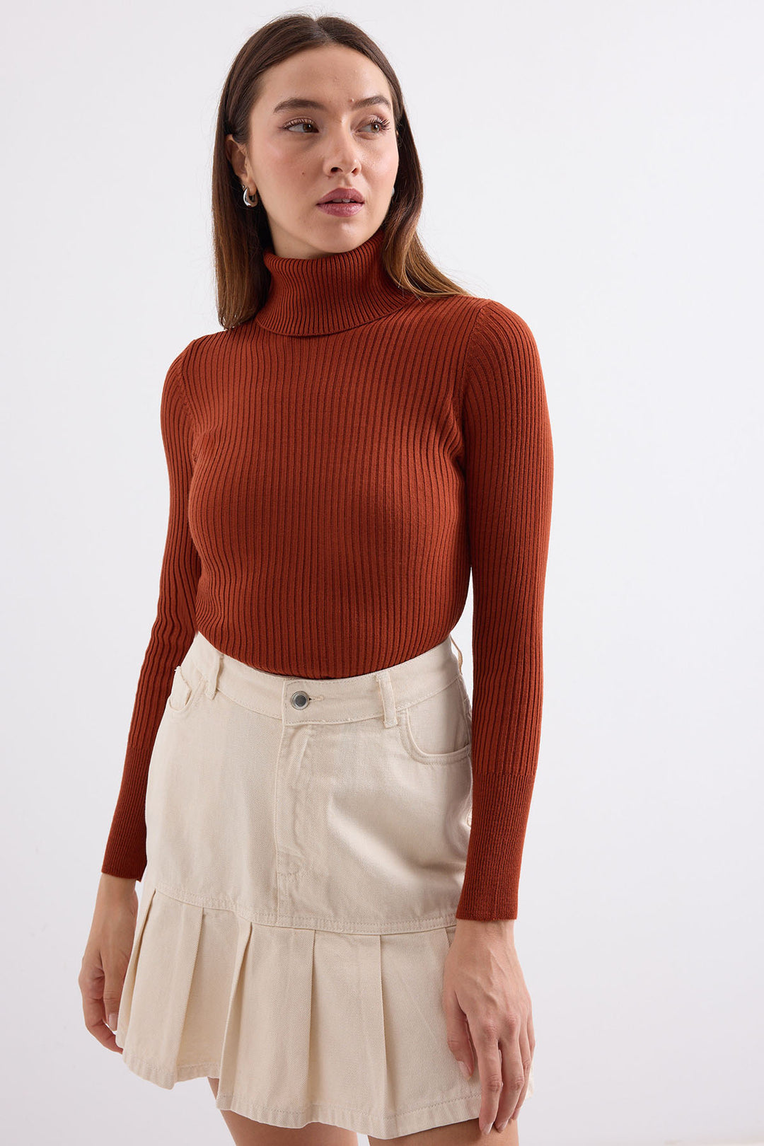 BGD Women Fisherman Collar Sweater - Terracotta - Avondale