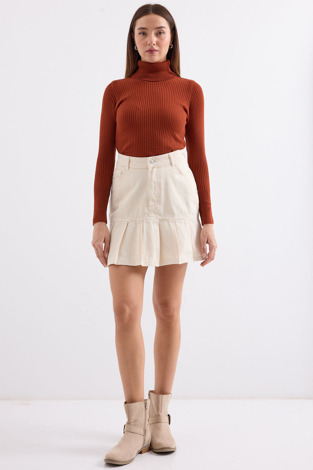 BGD Women Fisherman Collar Sweater - Terracotta - Avondale