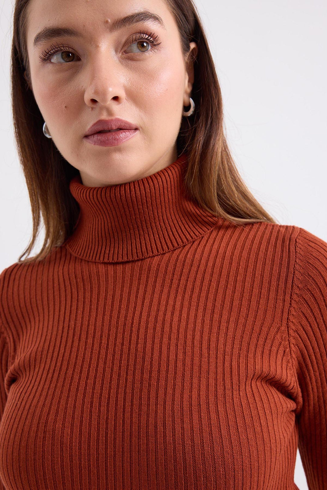 BGD Women Fisherman Collar Sweater - Terracotta - Avondale