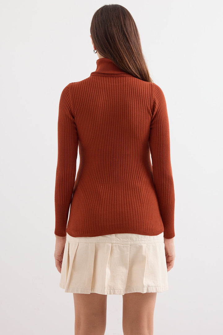 BGD Women Fisherman Collar Sweater - Terracotta - Avondale