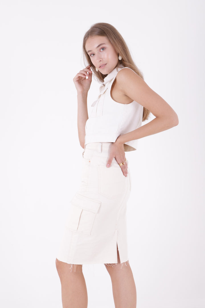 XLJ Denim Skirt with Side Cargo Pockets - Iesi