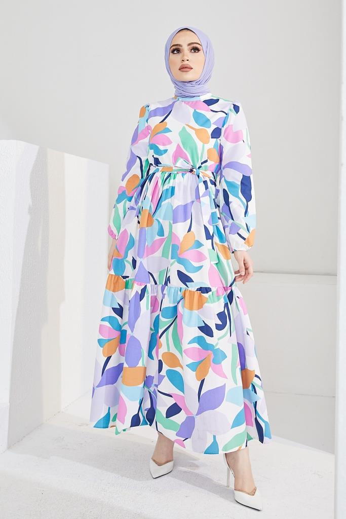 BNG Women Patterned Hijab Dress Turquoise - Clermont