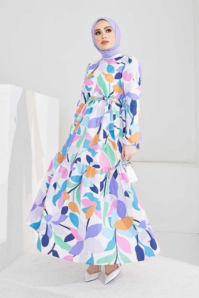 BNG Women Patterned Hijab Dress Turquoise - Clermont