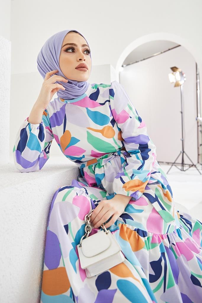 BNG Women Patterned Hijab Dress Turquoise - Clermont