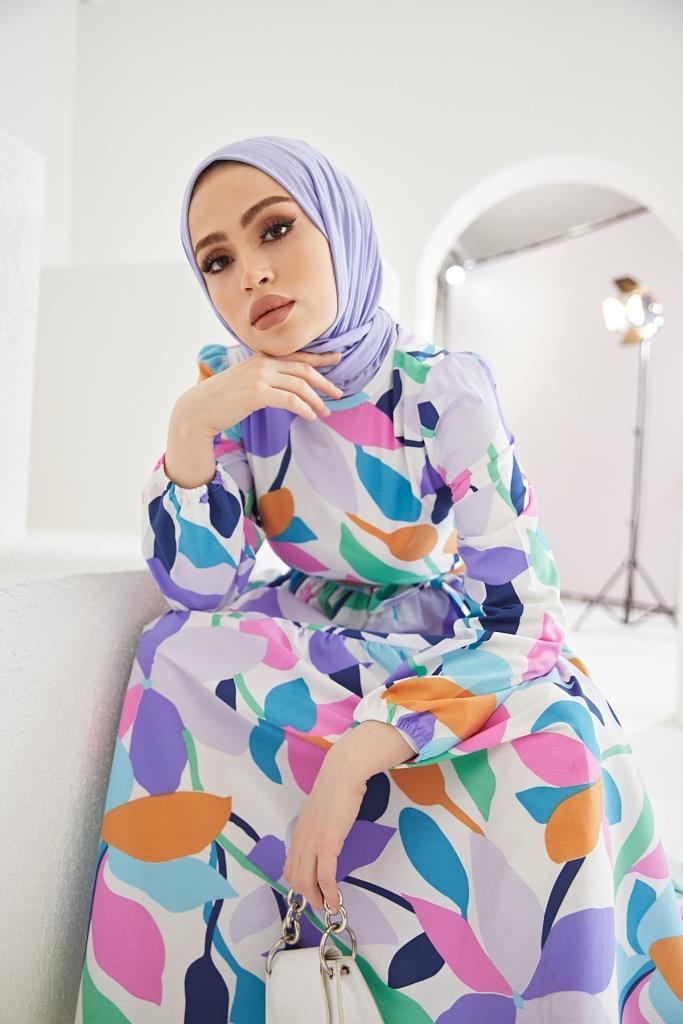 BNG Women Patterned Hijab Dress Turquoise - Clermont