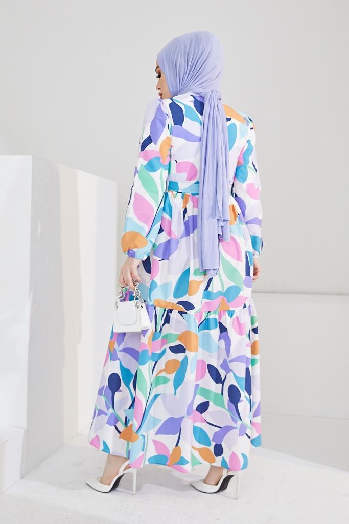 BNG Women Patterned Hijab Dress Turquoise - Clermont