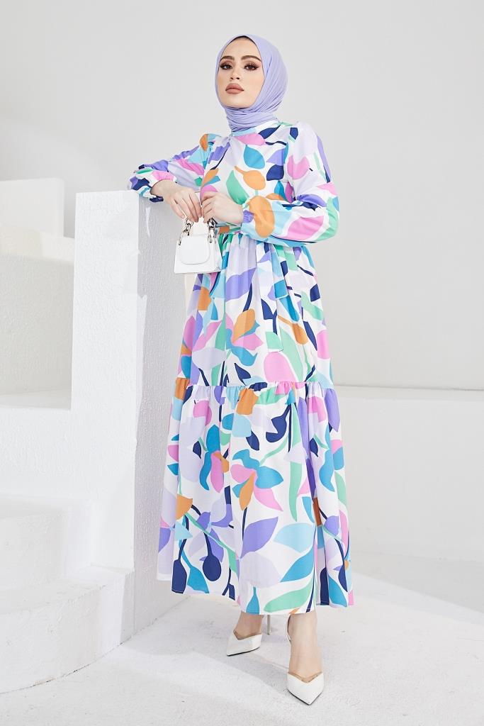 BNG Women Patterned Hijab Dress Turquoise - Clermont