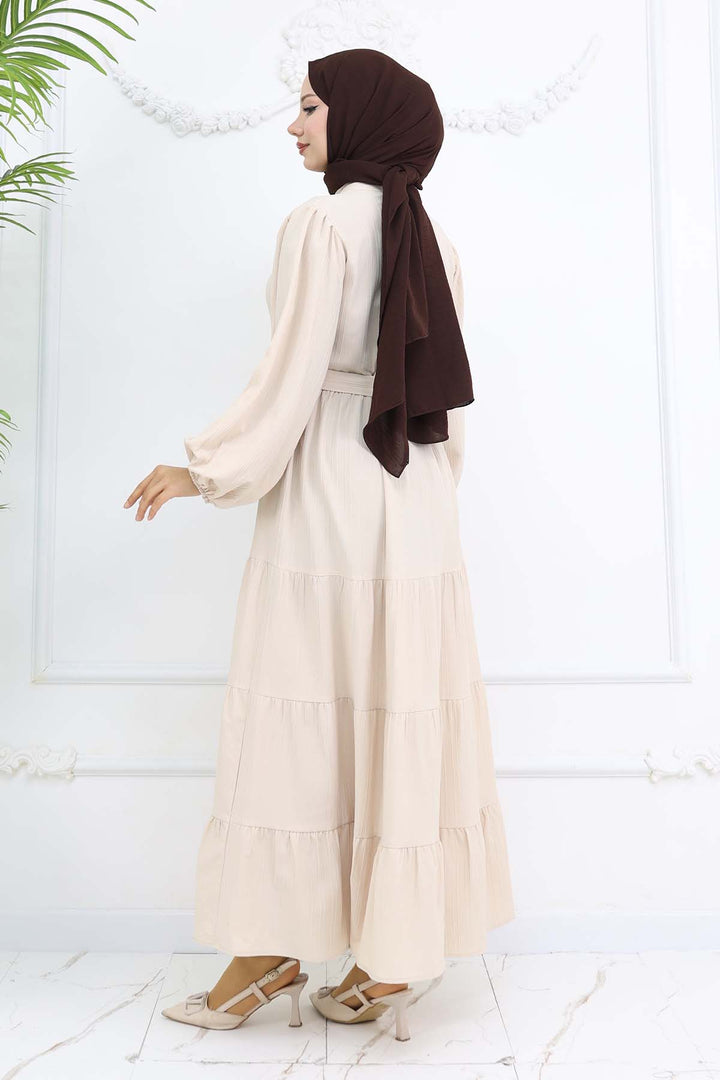 BNG Women Stone-Colored Buttoned High Neck Hijab Dress Stone Color 2268 - Randolph