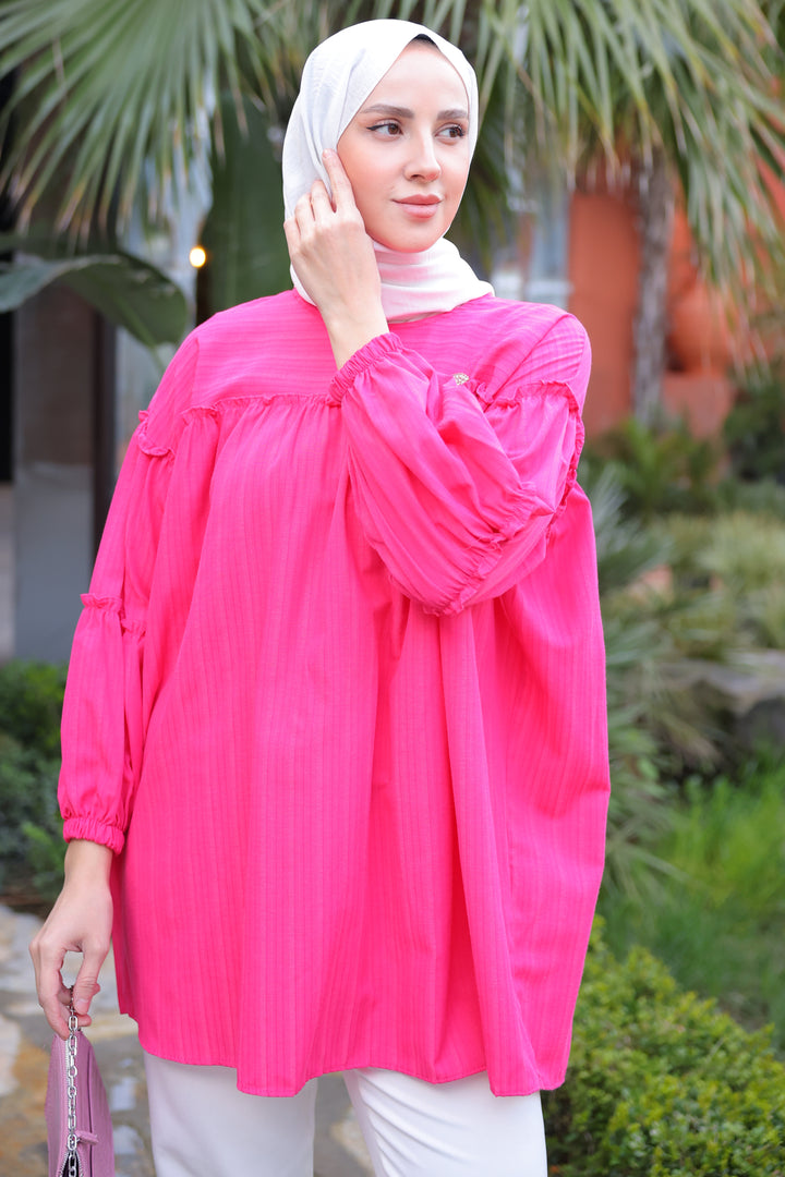 BNG Women Ruffle Detail Blouse Fuchsia - Clermont
