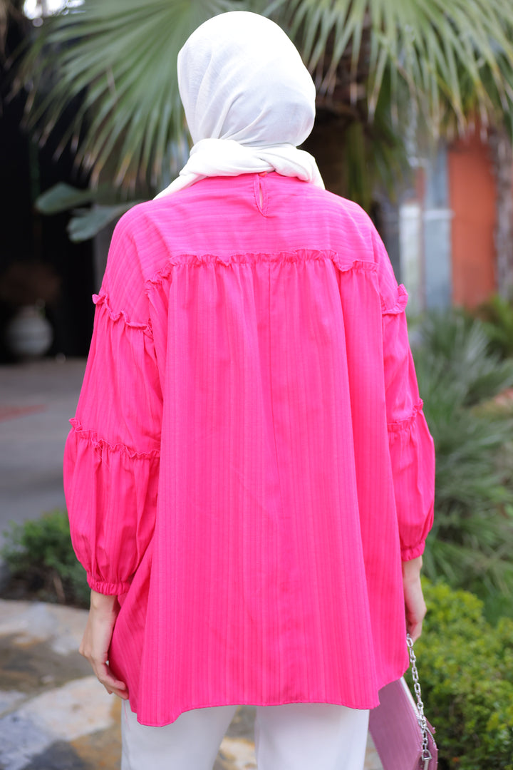 BNG Women Ruffle Detail Blouse Fuchsia - Clermont