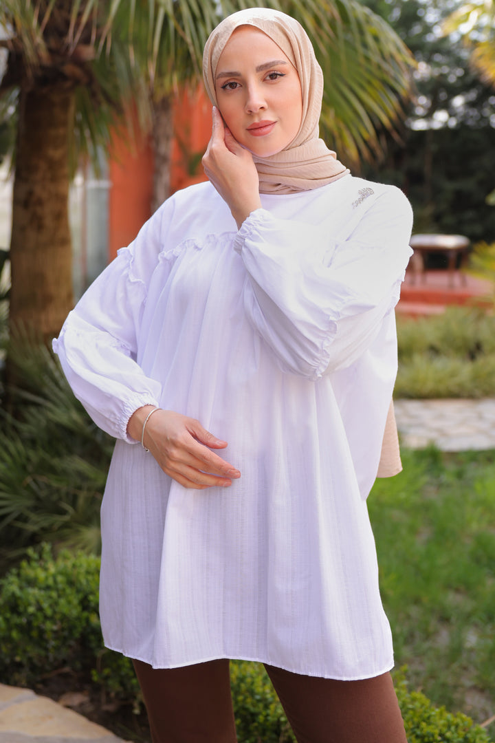BNG Women Ruffle Detail White Blouse - Clermont
