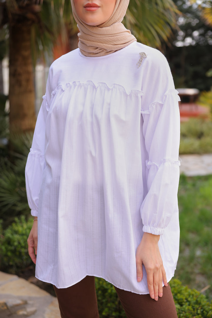 BNG Women Ruffle Detail White Blouse - Clermont