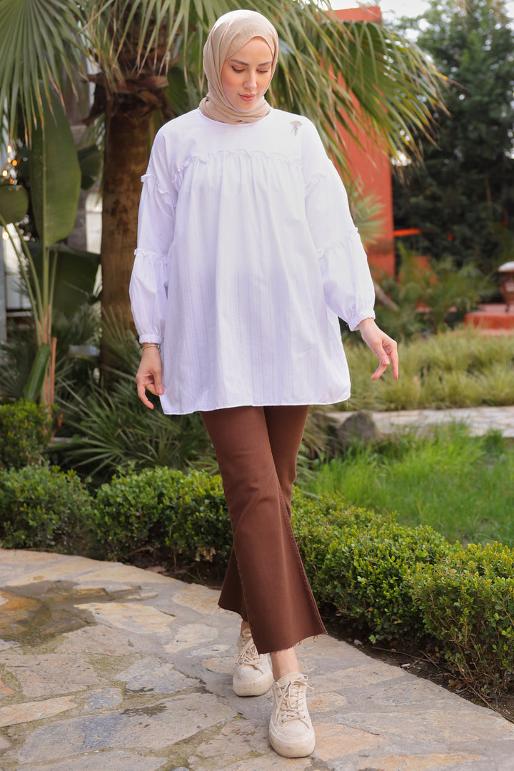 BNG Women Ruffle Detail White Blouse - Clermont