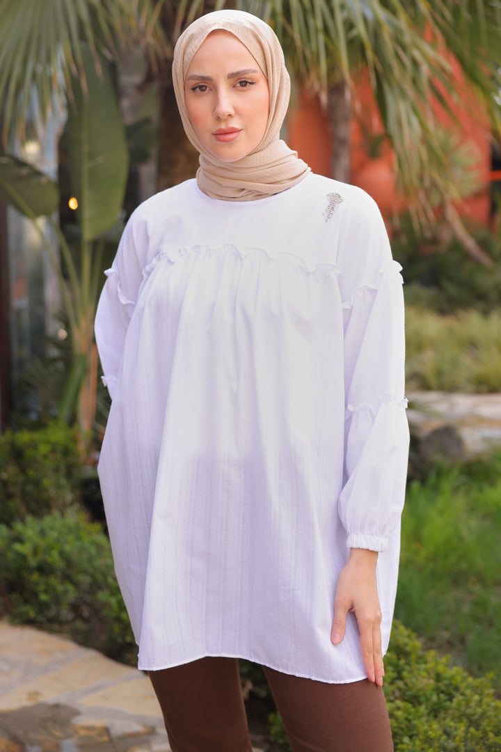 BNG Women Ruffle Detail White Blouse - Clermont