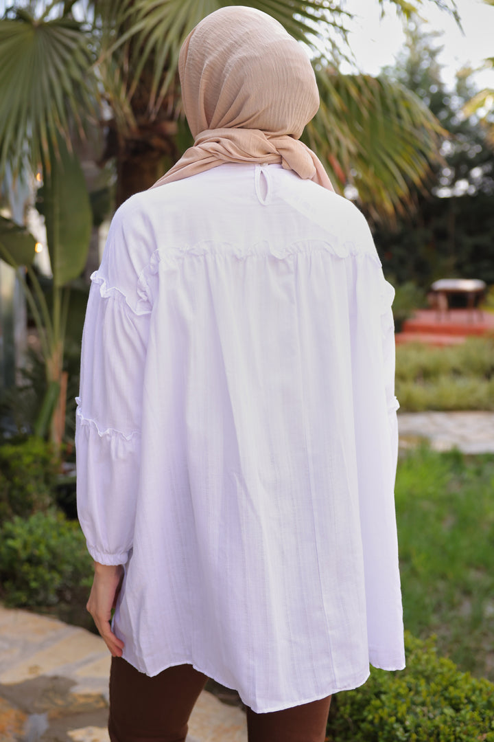 BNG Women Ruffle Detail White Blouse - Clermont