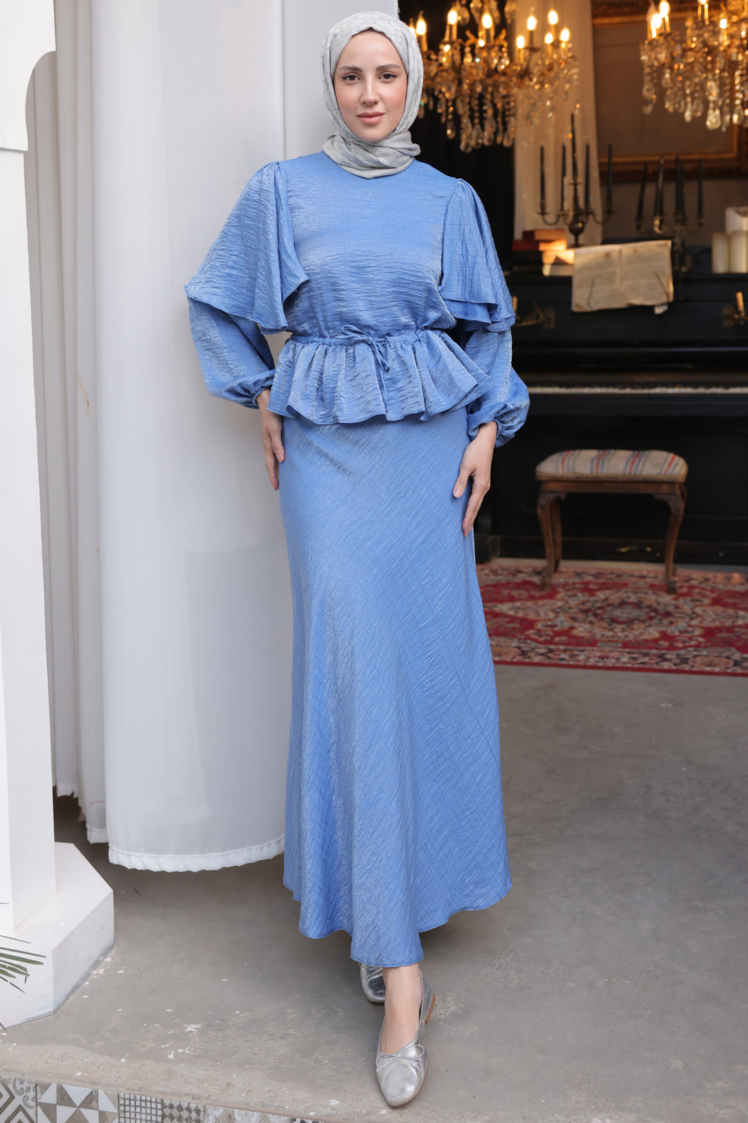 BNG Women Women's Waist Gathered Skirt Suit 2096 Indigo - Clermont