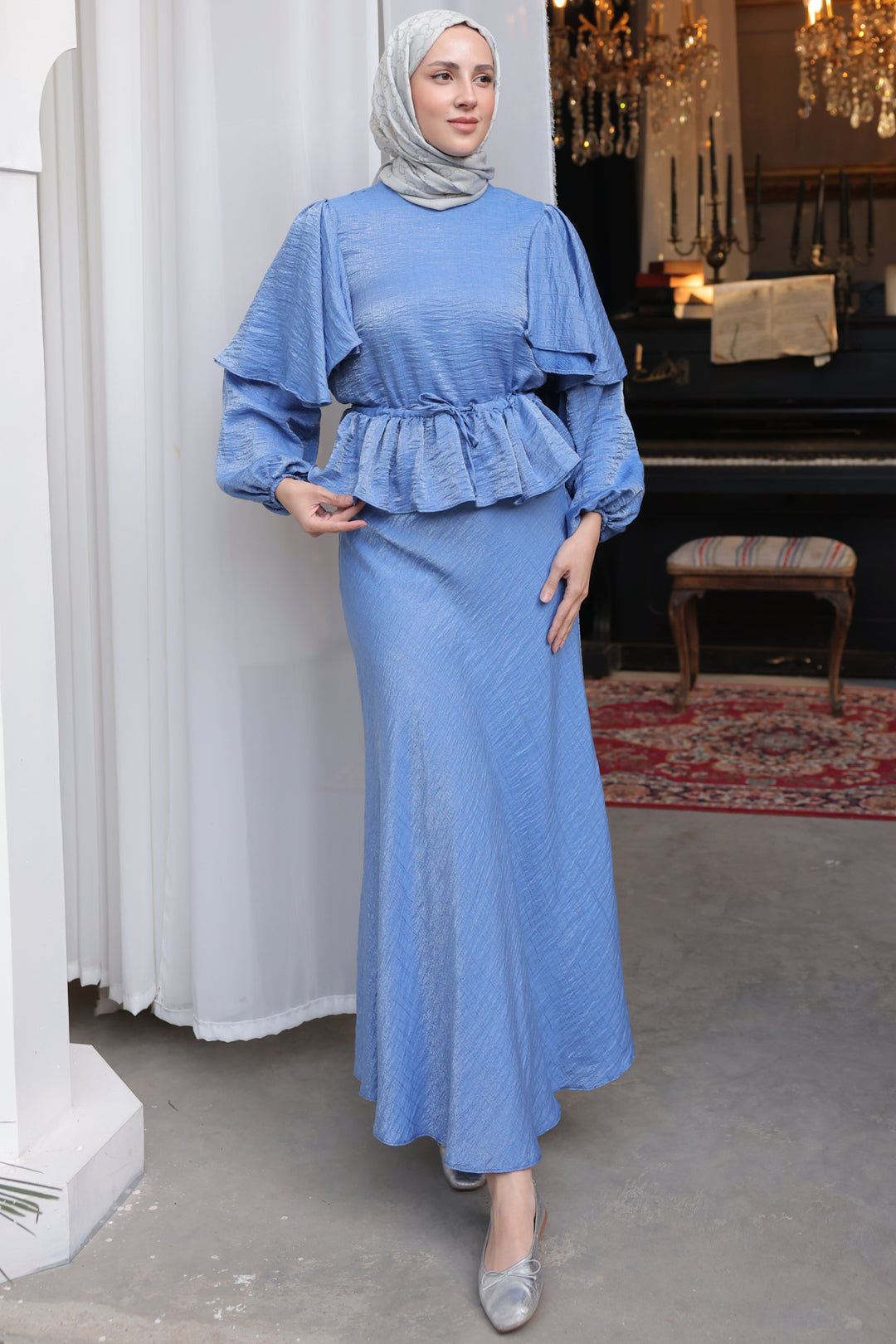 BNG Women Women's Waist Gathered Skirt Suit 2096 Indigo - Clermont
