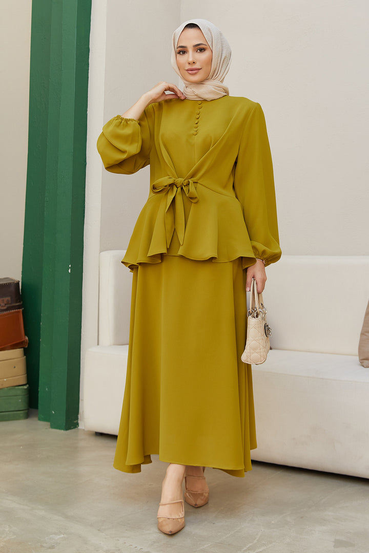 ZRF Women Button-Front Skirt Suit - Olive Green - Abrantes