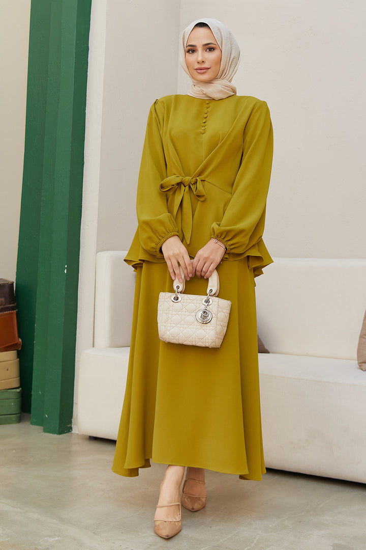 ZRF Women Button-Front Skirt Suit - Olive Green - Abrantes