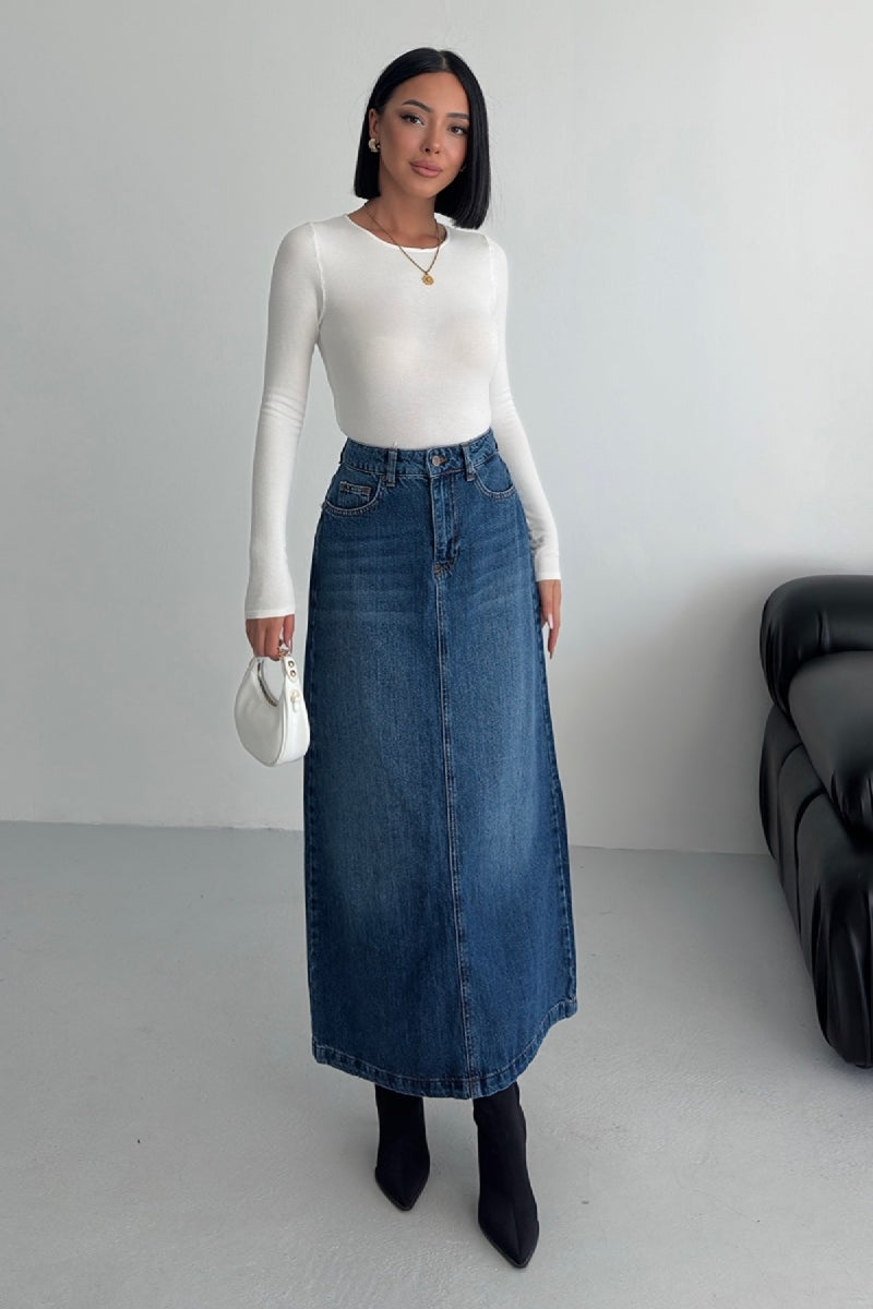 XLJ Long Denim Skirt - Pompano Beach