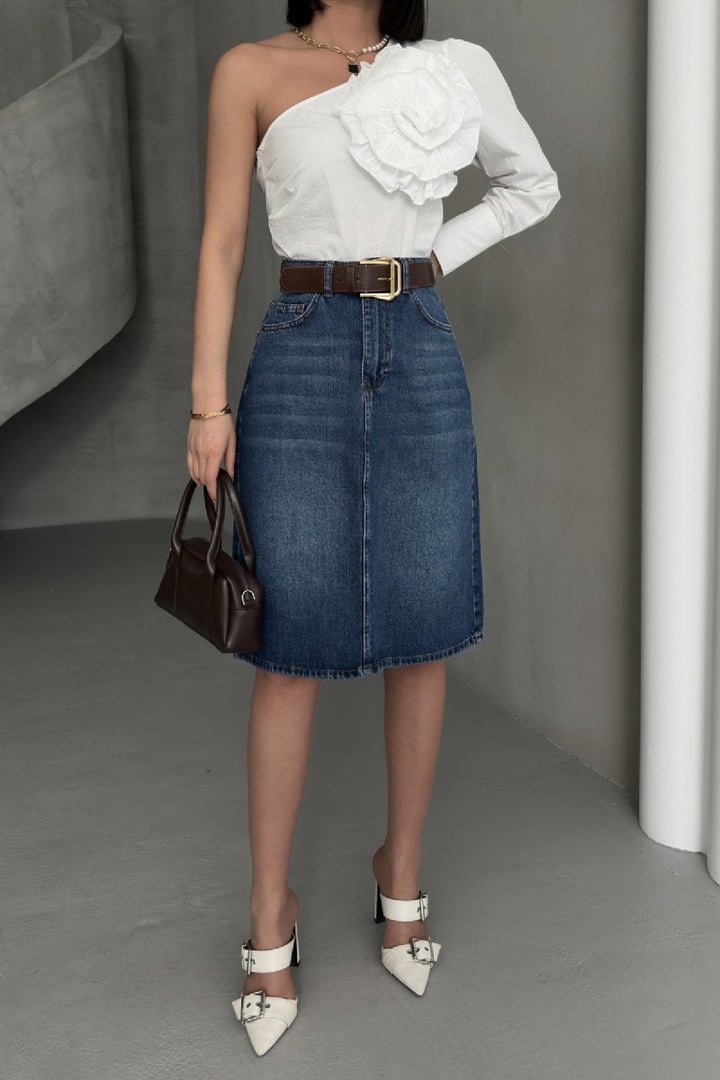 XLJ Mid Lenght Denim Skirt Mixed - Hilton Head Island