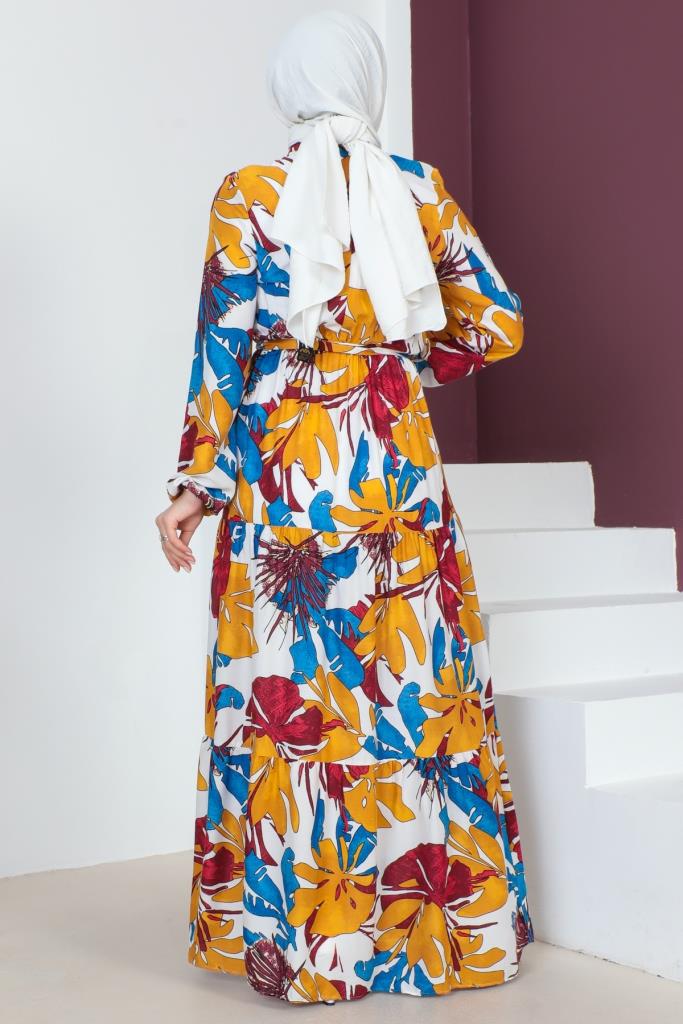 BNG Women Patterned Viscose Hijab Dress Blue - Clermont