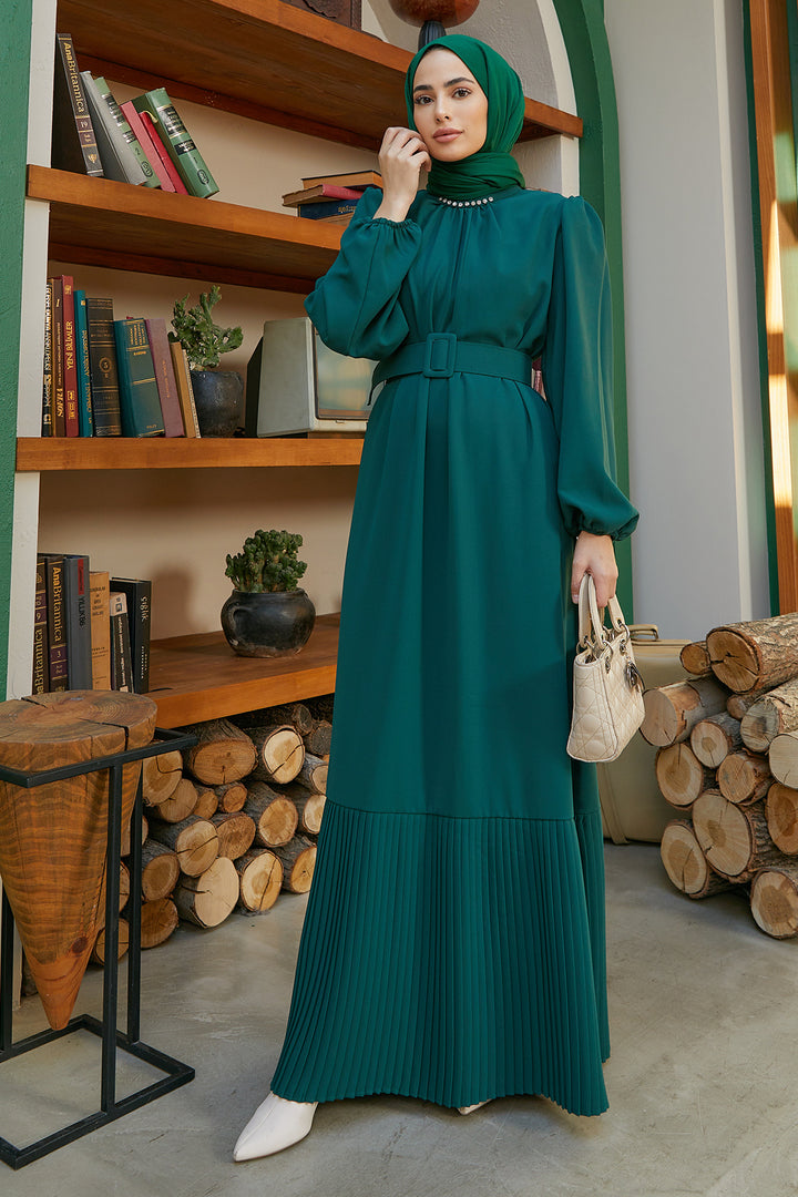ZRF Women Hem Skirt Pleated Dress - Emerald - Scafati
