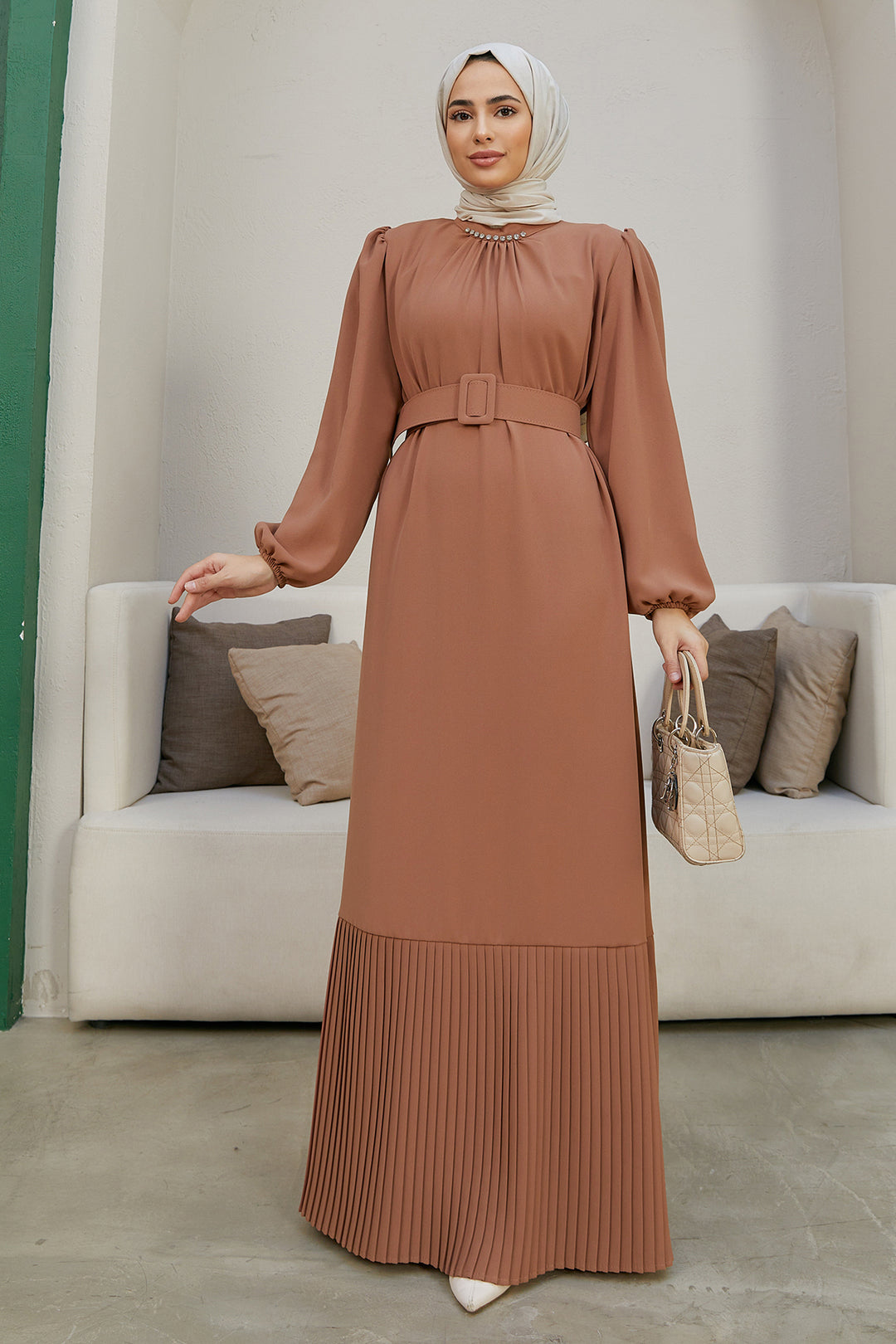 ZRF Women Skirt Edge Pleated Dress - Camel - Gold Coast