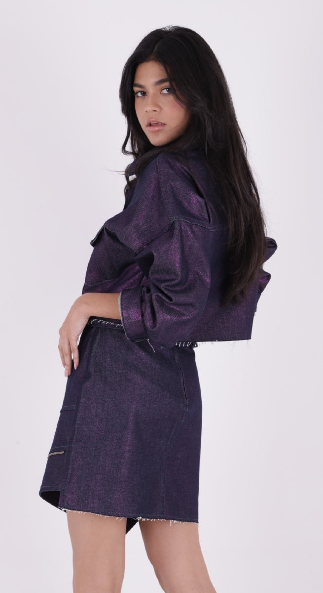 XLJ Ripped Denim Skirt with Denim Belt and Decorative Zipper Mixed - St. Cloud